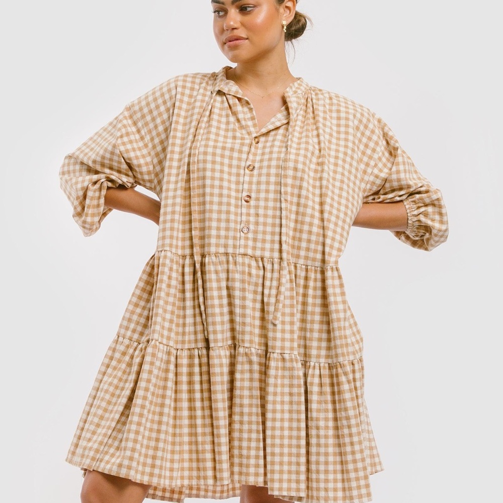 Lullaby Club Avalon Gingham Tiered Babydoll Dress
